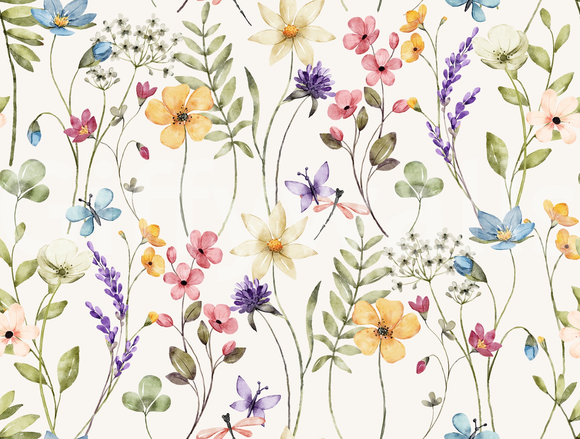 Wildflower Wallpaper design with open spacing and calm botanical flower rhythm