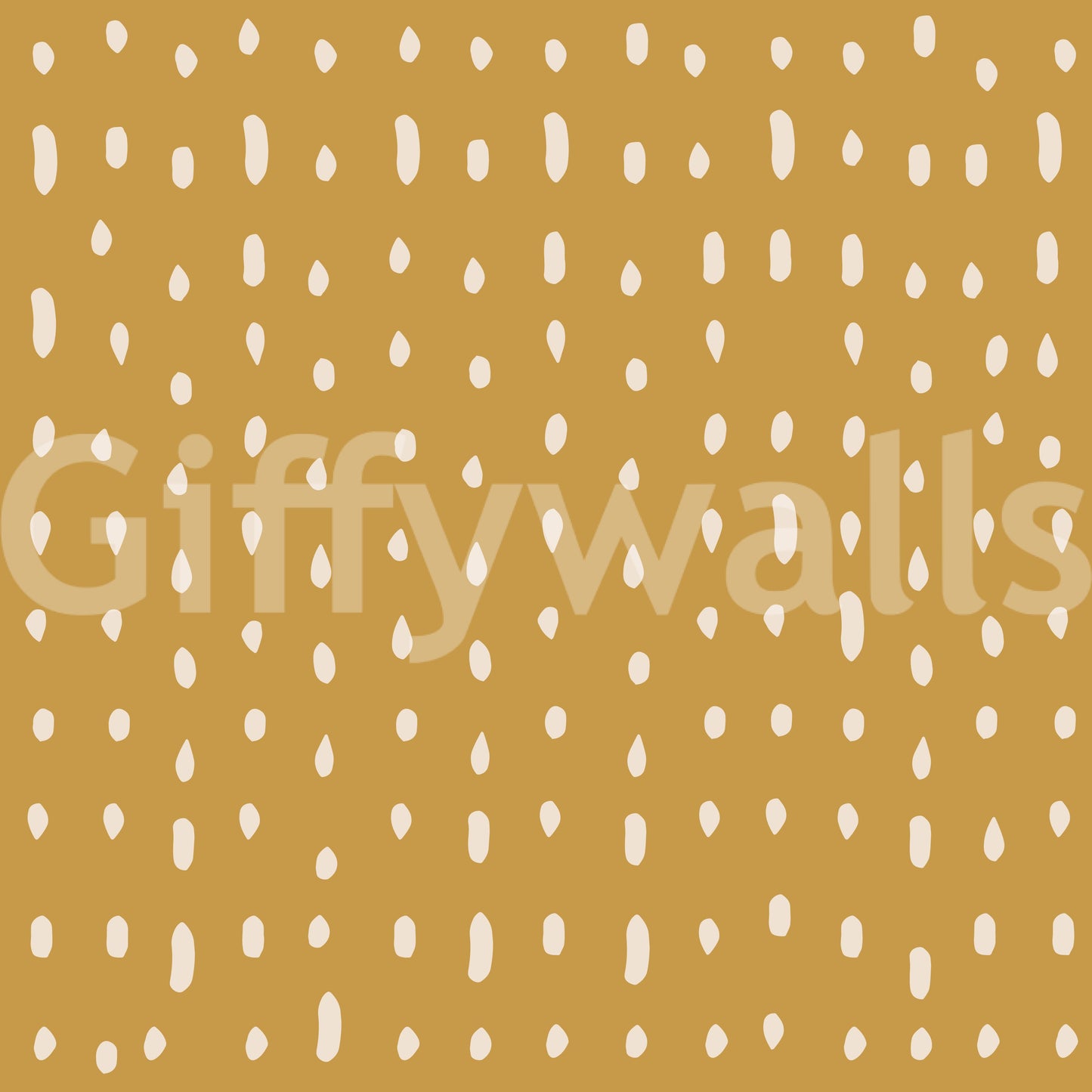 Over deep ochre, the Mid Century Seed Dots wall mural keeps a steady, easy retro look.