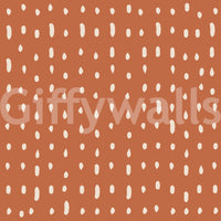 A hand-style scatter of cream dots gives the Mid Century wall mural its retro feel.
