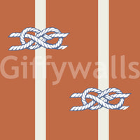 Knot pairs alternate position along cream verticals on this Terracotta Rope wallpaper.
