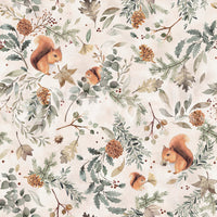 Cozy Woodland Squirrels & Pinecones Wallpaper Wallpaper⁠