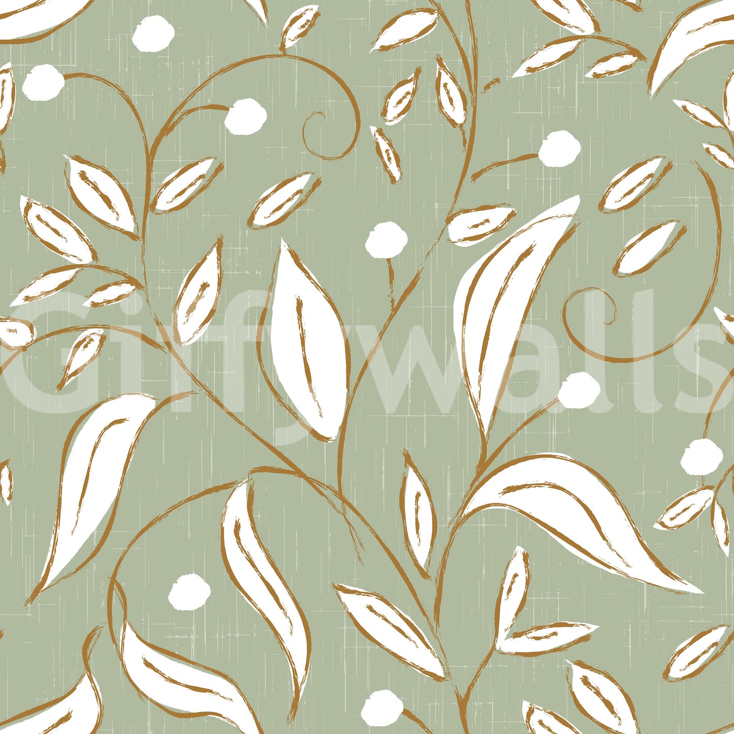 Sage Green Botanical Vine Wallpaper Scandinavian Wallpaper⁠