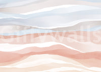 Terracotta and Pastel Blue Watercolor Dunes Wallpaper Wall Mural