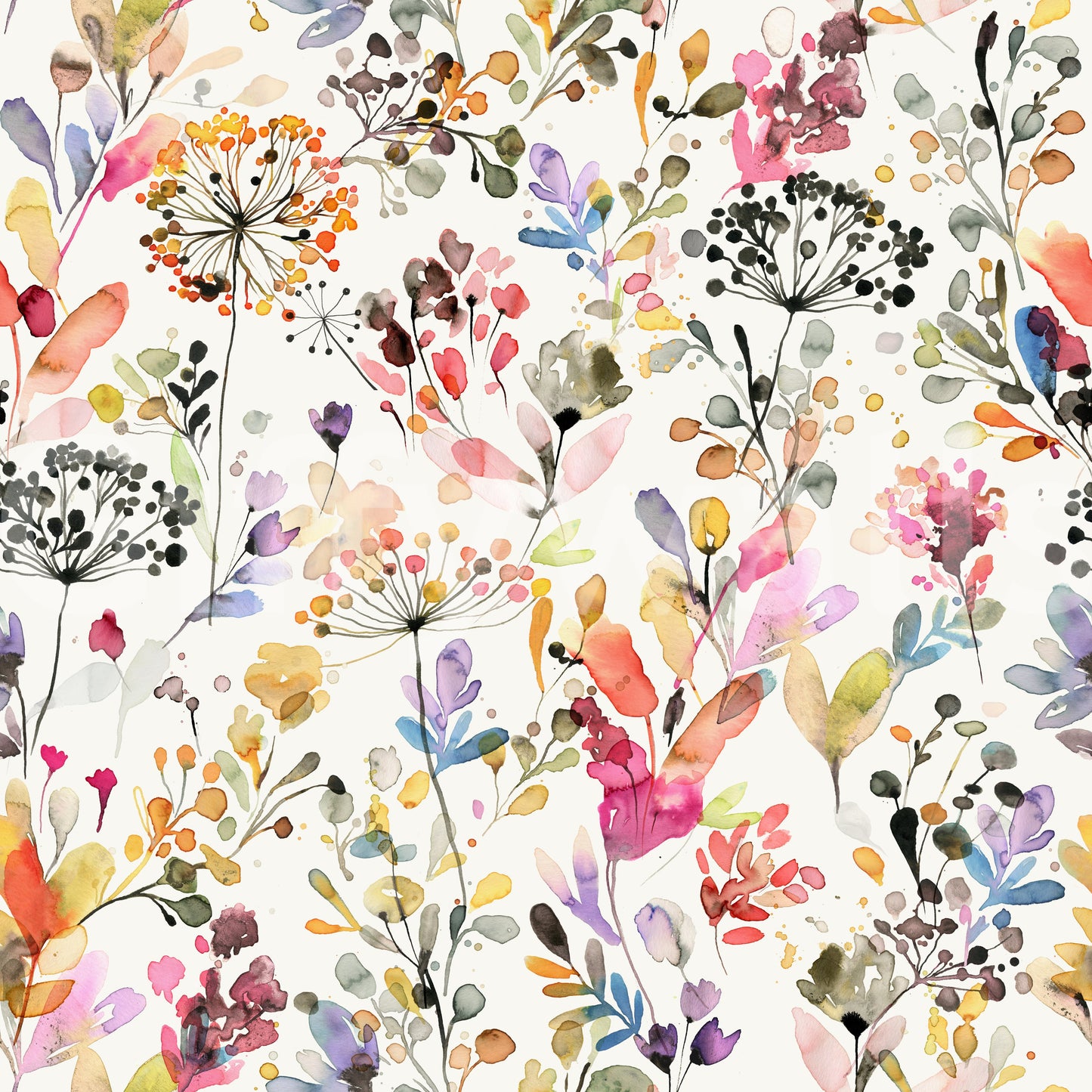 Watercolor Wildflower Meadow Wallpaper Wallpaper⁠