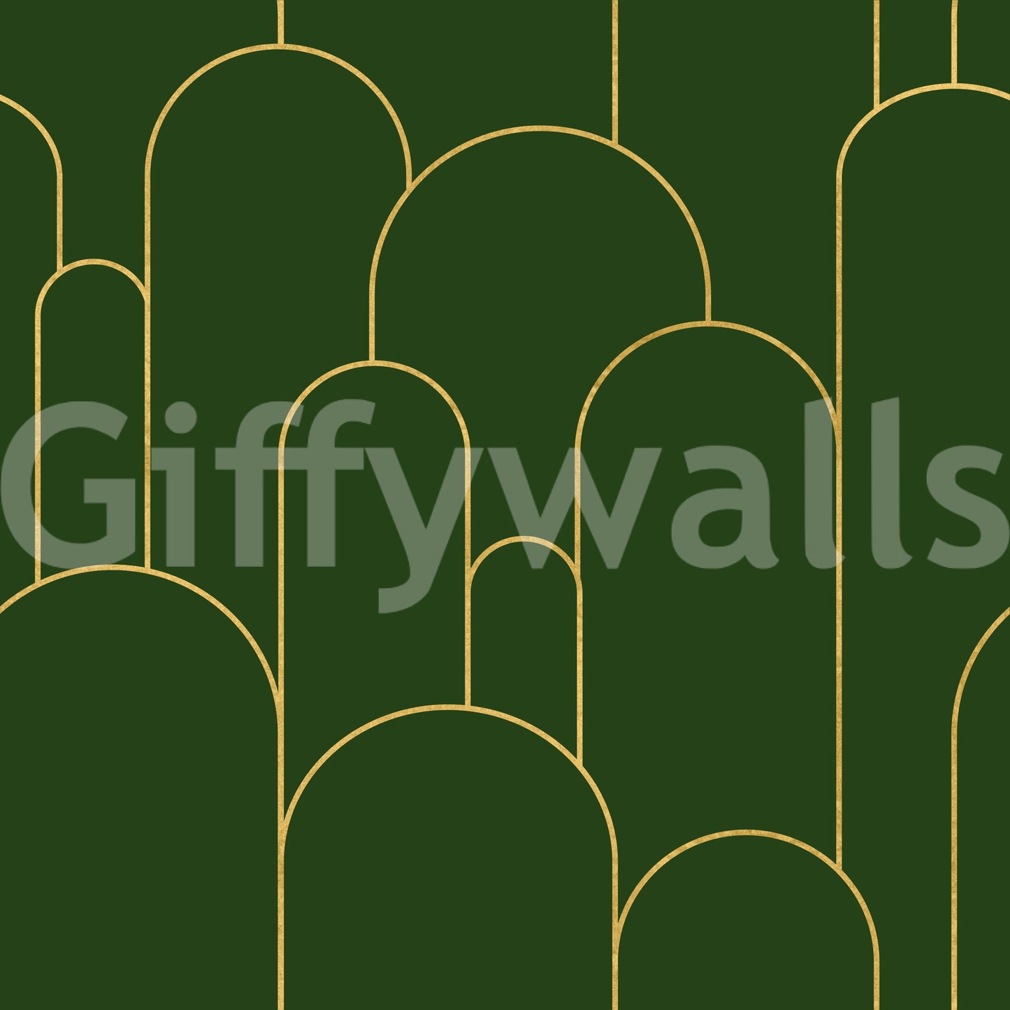 Emerald and Gold Art Deco Arches Wallpaper⁠
