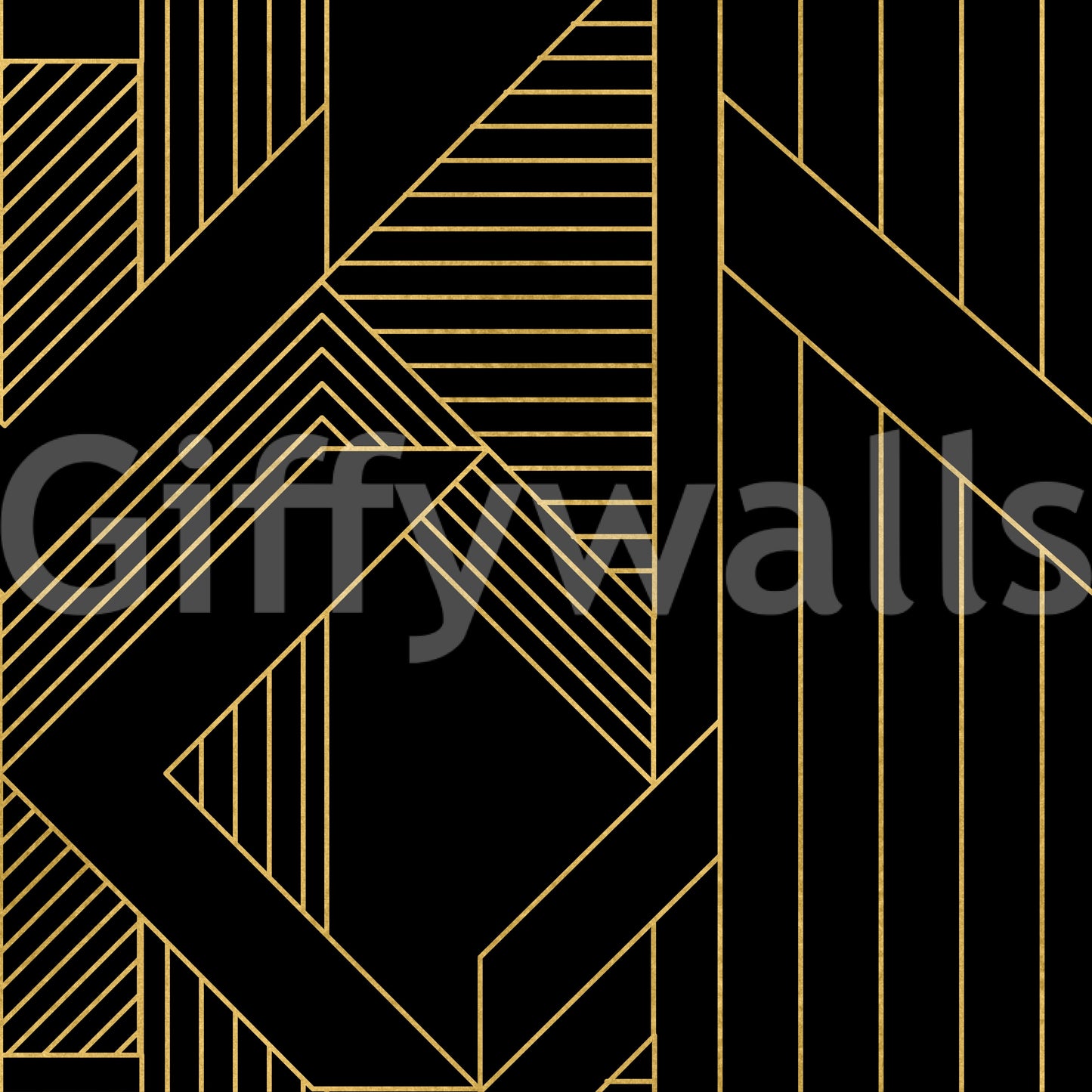Gilded Gatsby Black and Gold Geometric Wallpaper