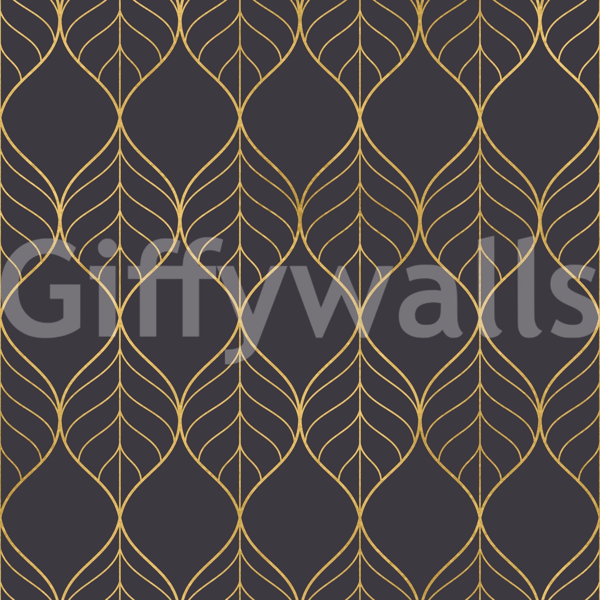 Minimal gold pattern Elegant Golden Leaf Art Deco Wallpaper