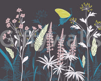 Enchanted Twilight Botanical Meadow Wall Mural