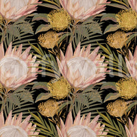 Midnight Protea and Golden Palm Wallpaper