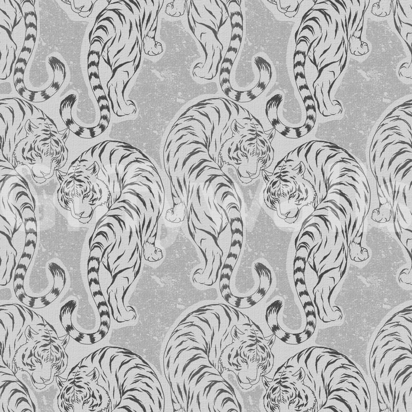 Shadowed stripes curve along each tiger across the Monochrome Tiger wallpaper surface.