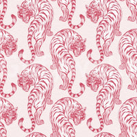 Steady spacing between tigers makes this chinoiserie wallpaper look clean, not busy.