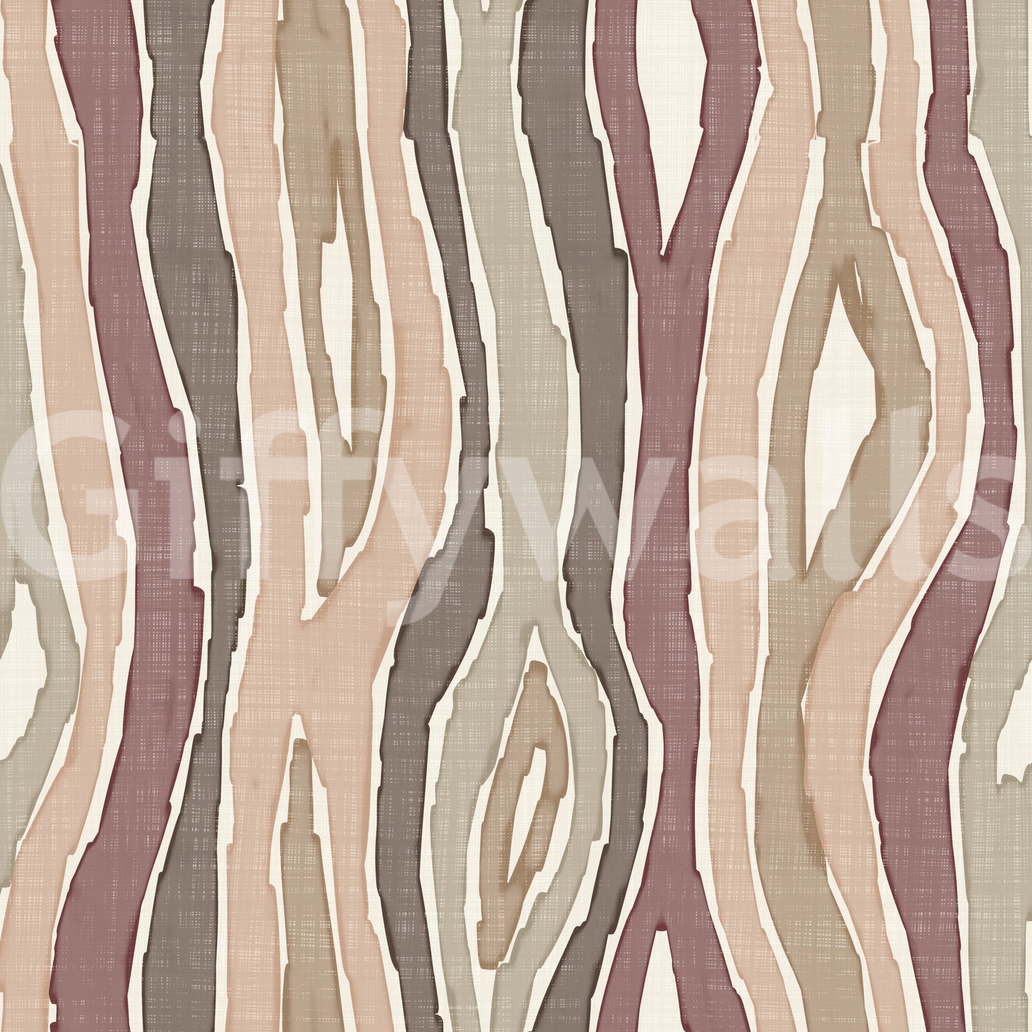 Organic Wavy Woodgrain Vertical Stripes - Earthy Mauve Wallpaper⁠