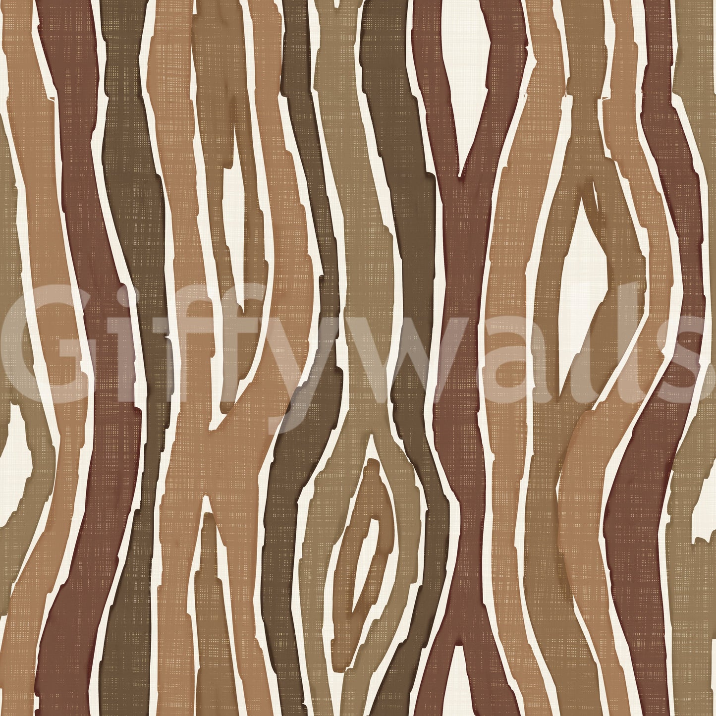 Organic Wavy Woodgrain Vertical Stripes - Earthy Bark Wallpaper⁠
