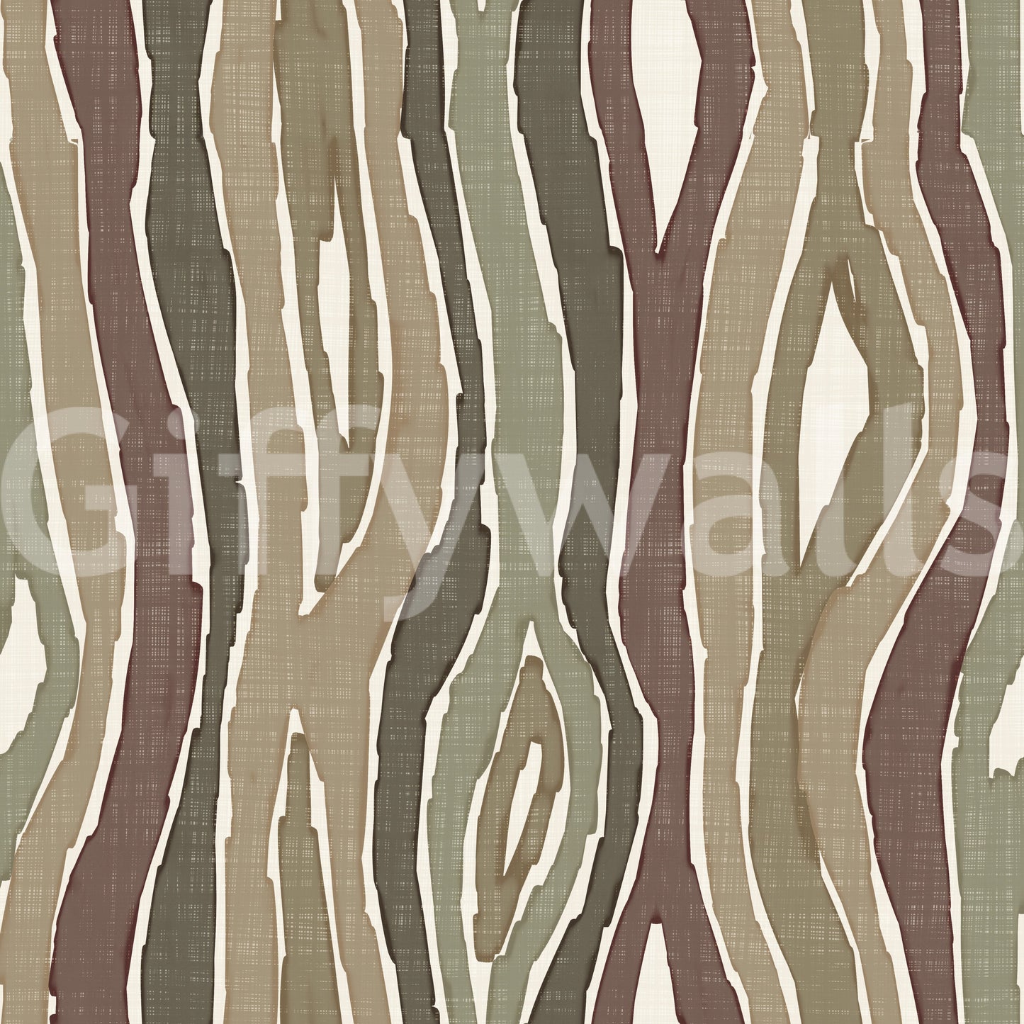Organic Wavy Woodgrain Vertical Stripes - Earthy Sage Wallpaper⁠