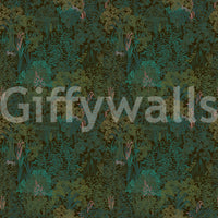 Enchanted Forest Walk: Deep Green Botanical Wallpaper⁠