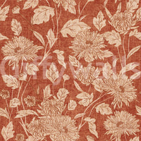 Terracotta Chrysanthemum Vintage Floral Wallpaper Wallpaper⁠