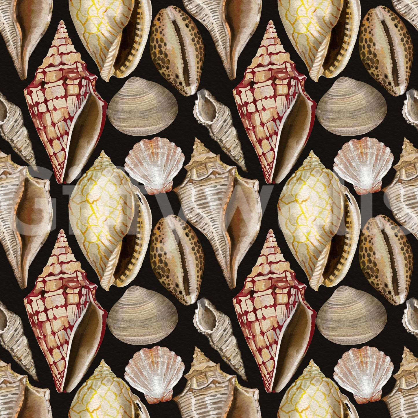 Moody Vintage Seashells Wallpaper Wallpaper⁠
