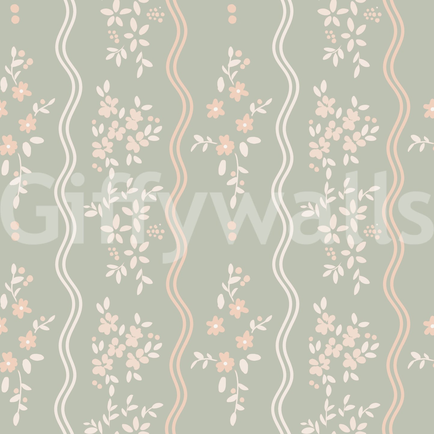 Sweet Sage and Blush Cottage Stripe Wallpaper Wallpaper⁠