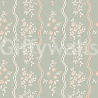Sweet Sage and Blush Cottage Stripe Wallpaper Wallpaper⁠
