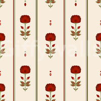Vintage Heritage Red Floral Stripe Wallpaper Wallpaper⁠