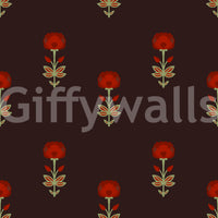Crimson Mughal Blooms Wallpaper Wallpaper⁠