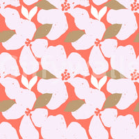 Retro Coral Abstract Floral Wallpaper Wallpaper⁠