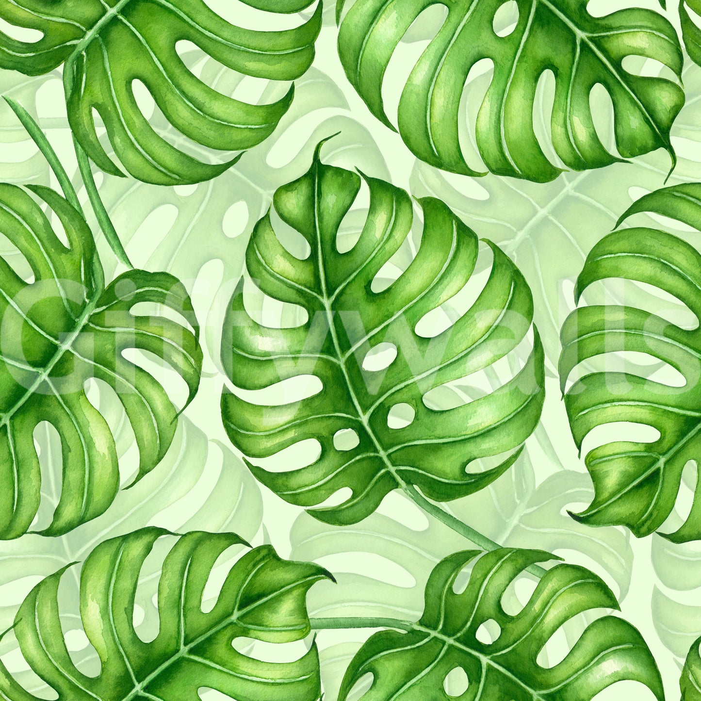Monstera watercolor  in green Wallpaper⁠