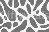 Gray Abstract Organic Fluid Shapes Wall Mural