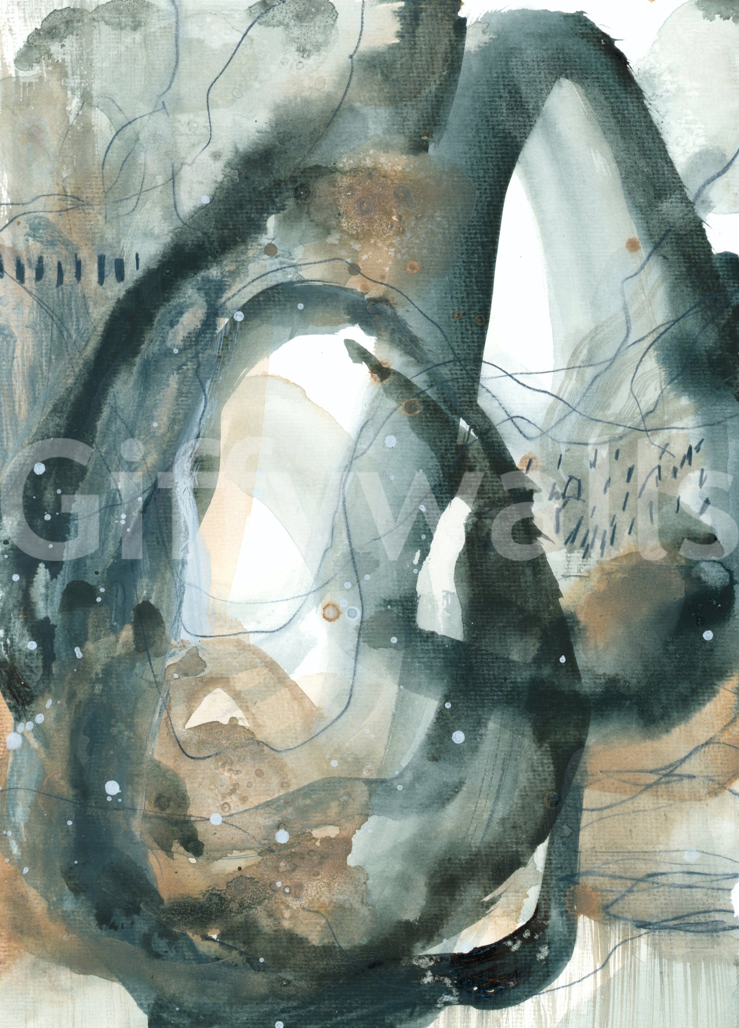 Ethereal Earth Fluid Abstract Watercolor Wall Mural