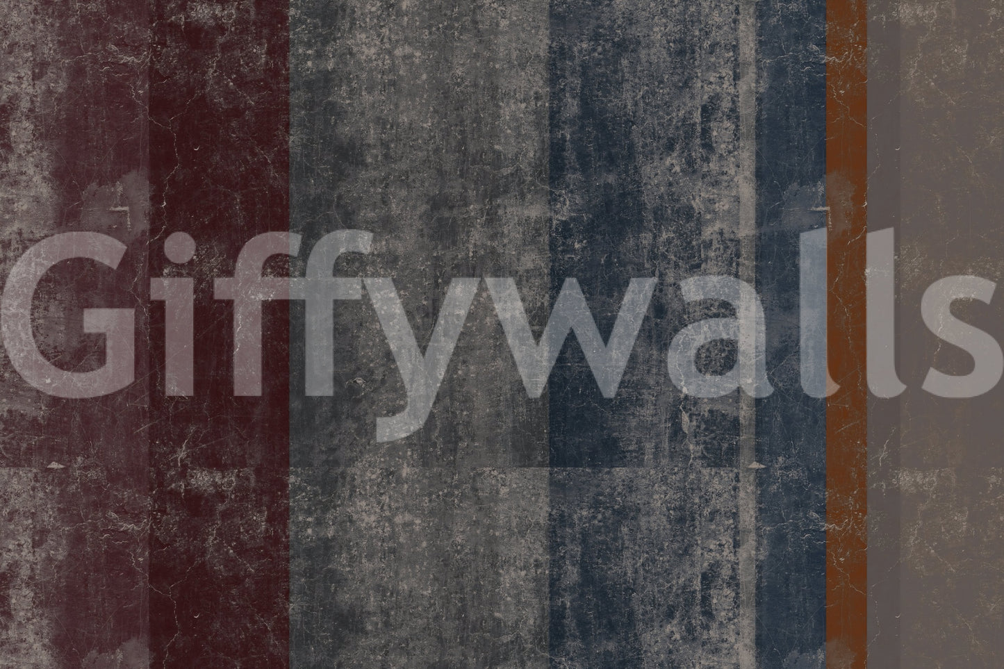 Distressed Concrete Block & Rust Stripe Wallpaper Wall Mural