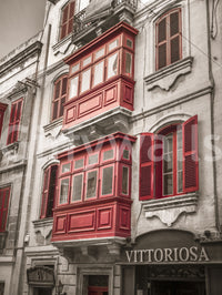 Crimson Maltese Balconies of Vittoriosa Wall Mural