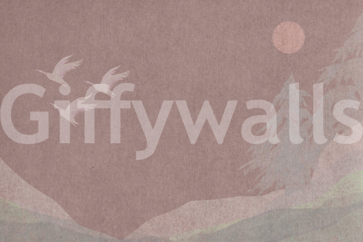 Minimalist Japanese Cranes in Blush Mauve Wall Mural