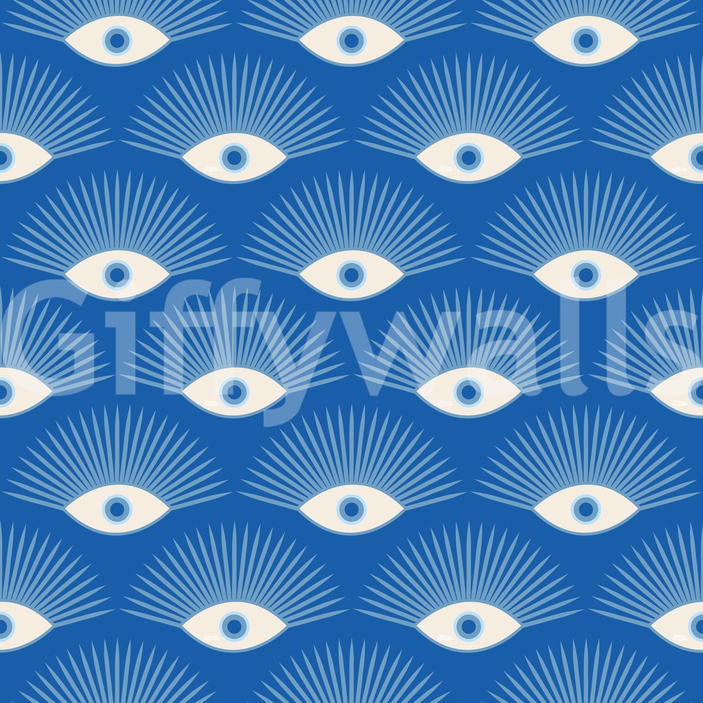 Stylized Eyelash Motif in Cobalt Blue Wallpaper⁠