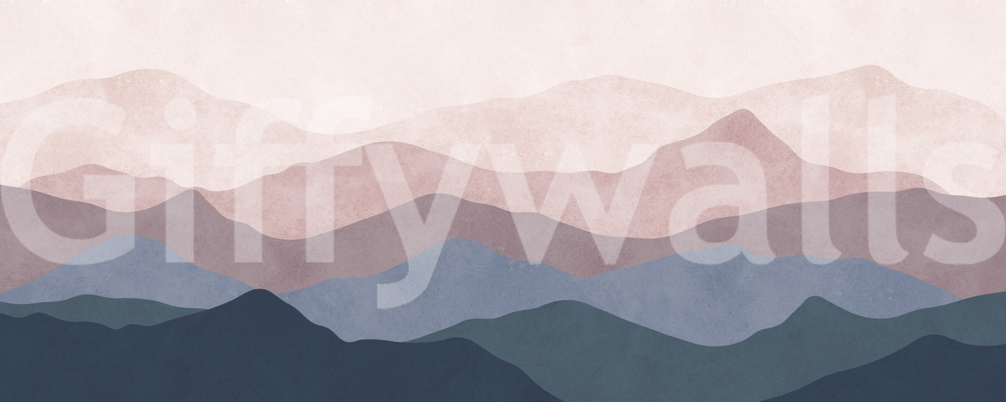 Soft Watercolor Mountain Range Wall Mural