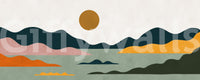 Abstract Geometric Sunset Horizon Wall Mural