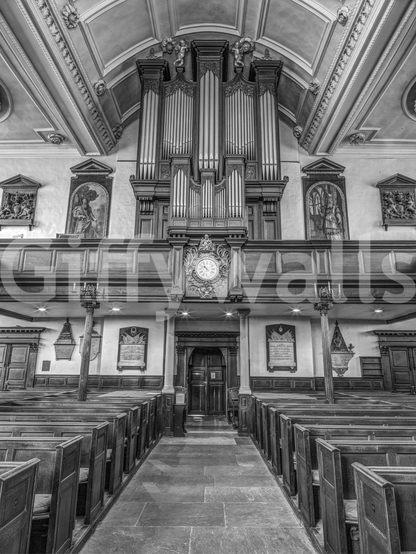 Historic Cathedral Pipe Organ Interior Wall Mural