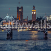 London Twilight Skyline Bridge Wall Mural