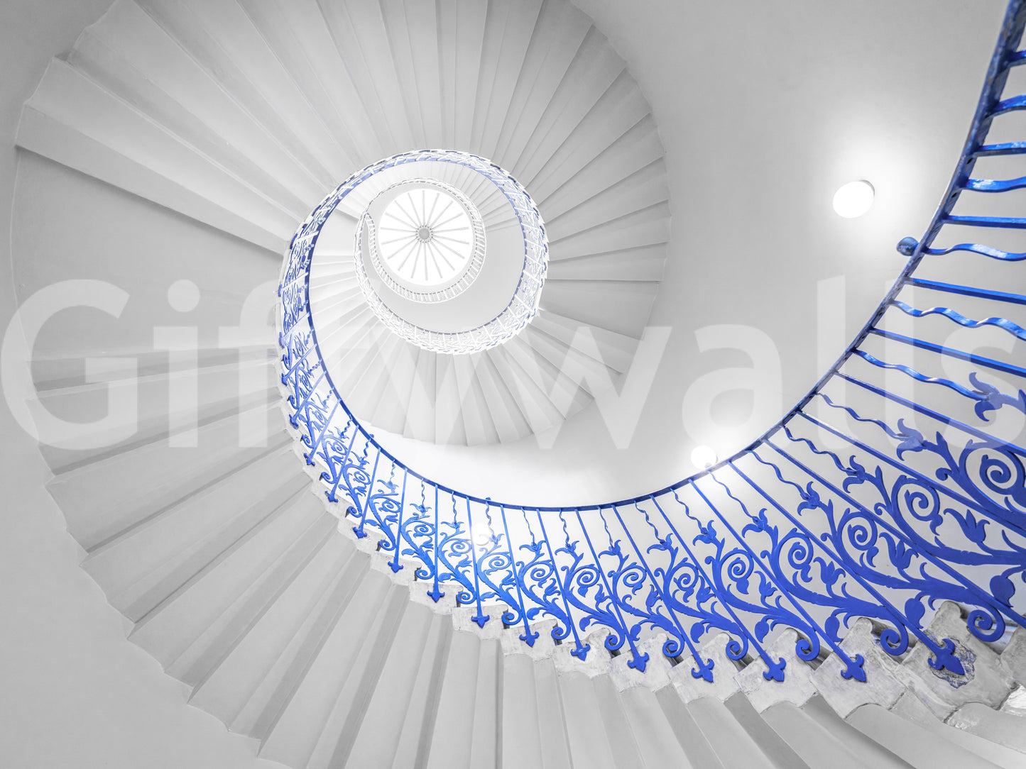 Cobalt Spiral Staircase Architectural Detail Wall Mural