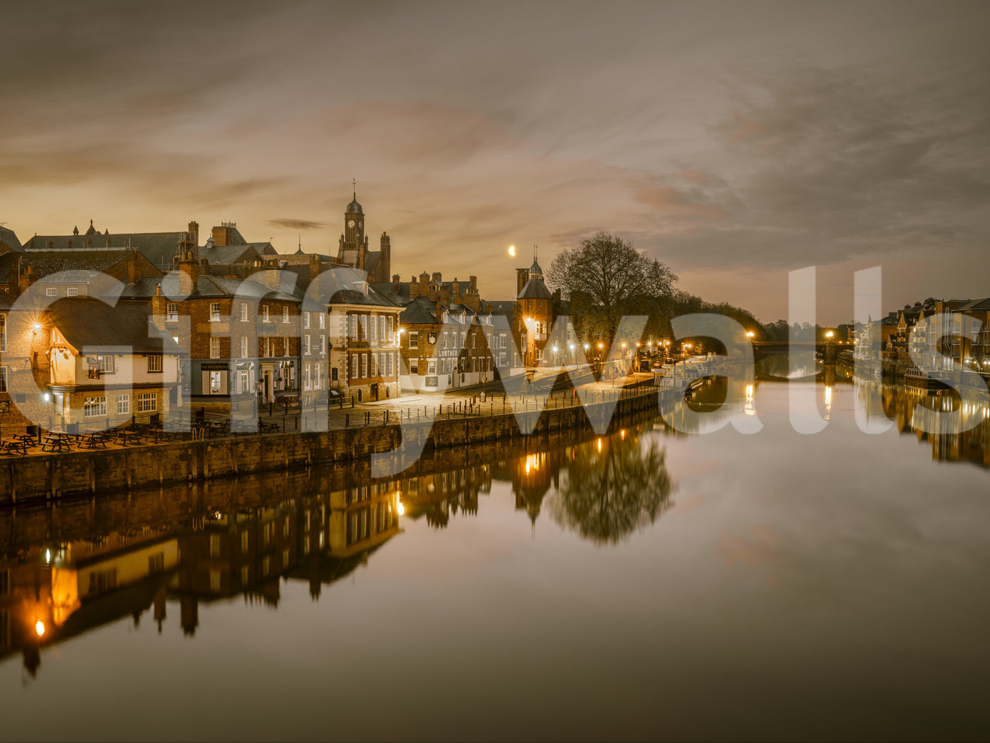 York Riverside Twilight Wall Mural