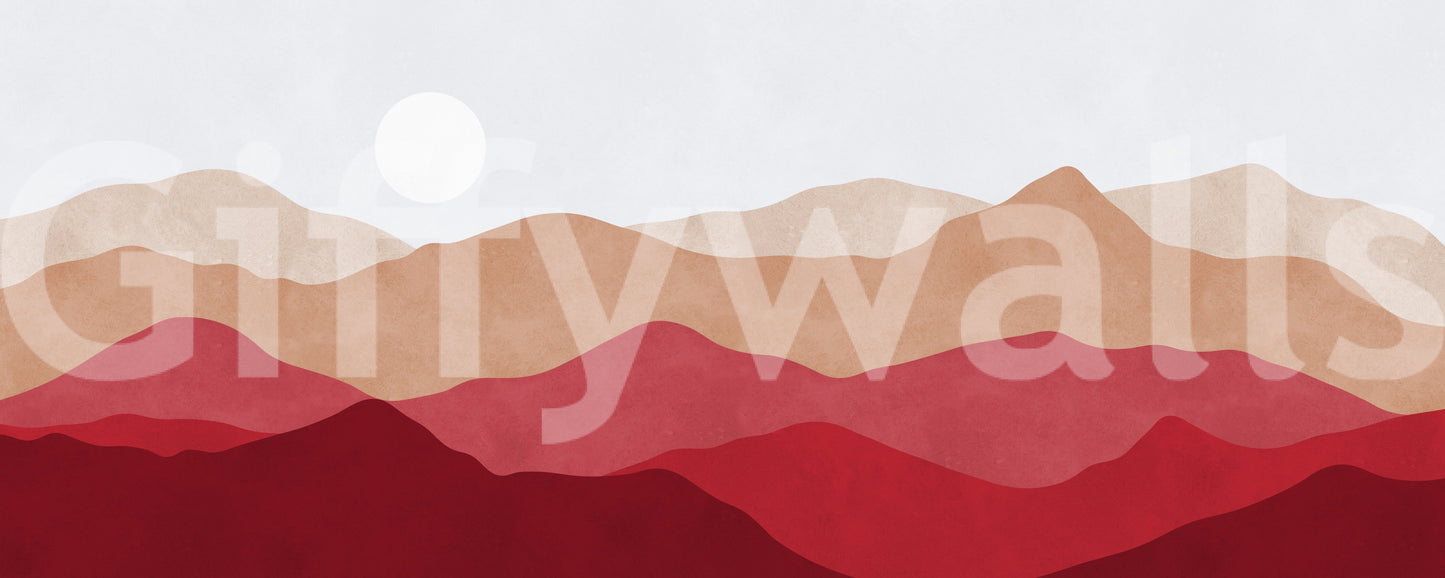Crimson Mountain Horizon Wall Mural