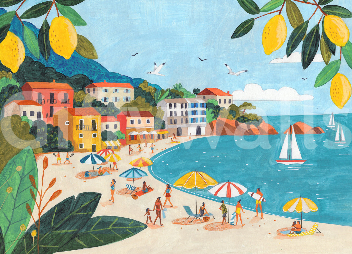 Mediterranean Coastline Escape Wall Mural