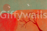 Abstract Painted Dusk Scenery Wall Mural