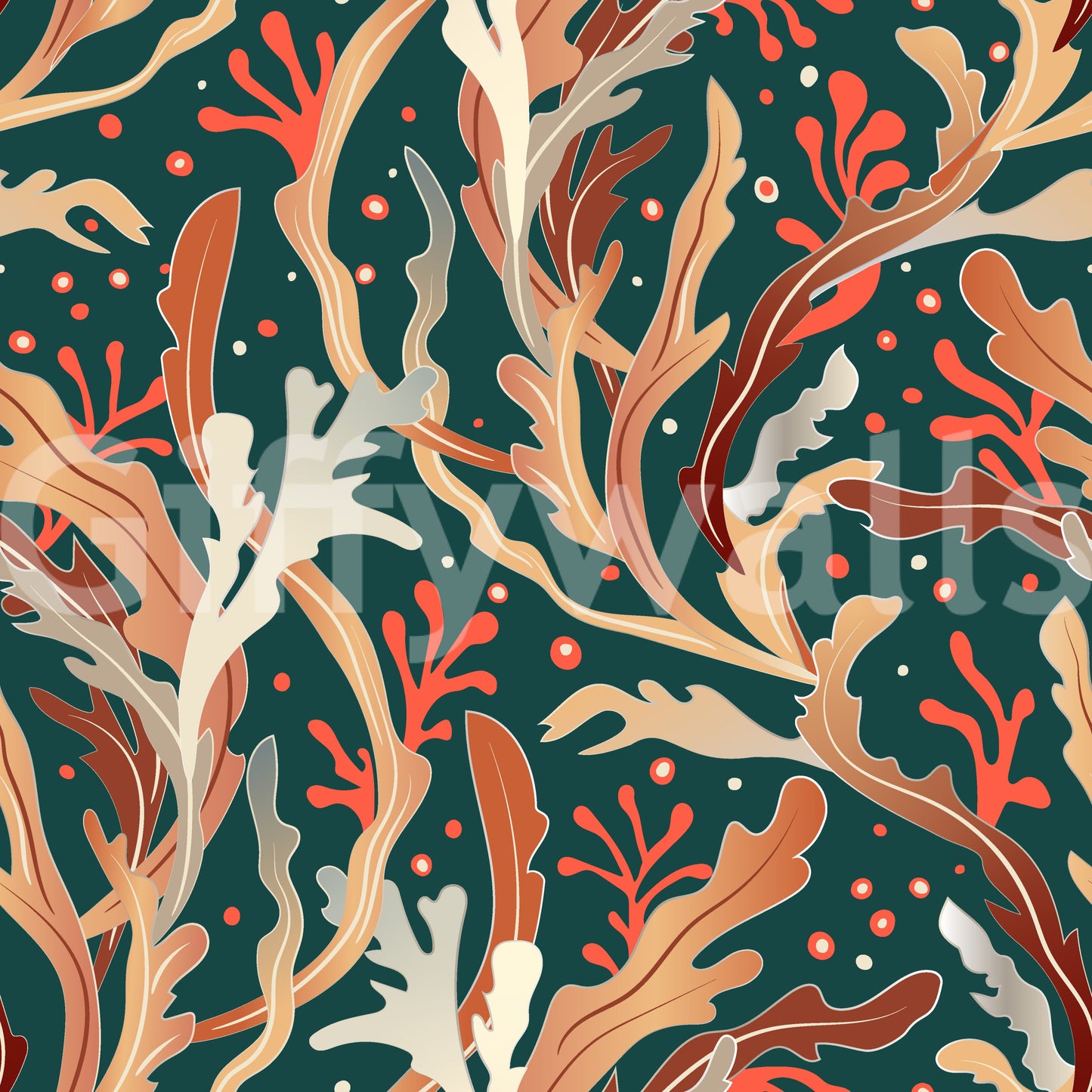 Abstract Seaweed Foliage Wallpaper⁠