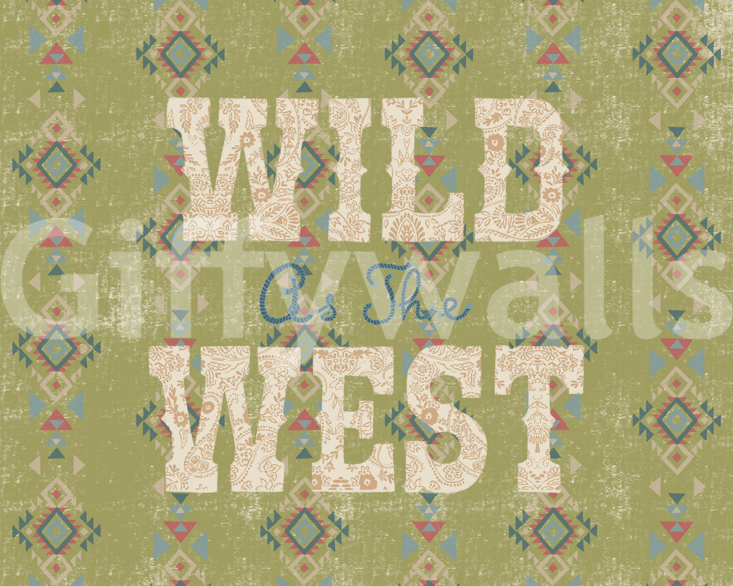 Western Folklore Script Pattern Wall Mural