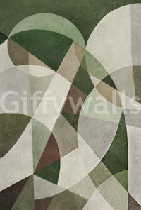 Abstract polygon wall mural with layered green elements GD11246