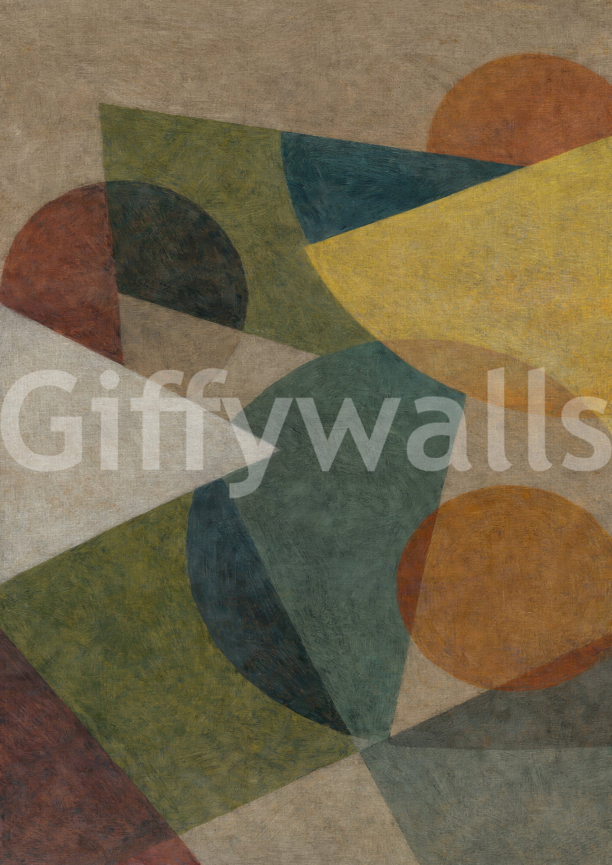 Geometric abstract wall mural featuring layered polygon artwork GD11248