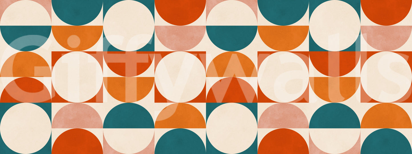 Abstract Semicircle Grid Motif Wall Mural