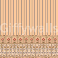 Peach Heritage Stripe and Bloom Wall Mural