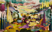 Painterly landscape wallpaper with bold earthy colours and flowing terrain GD11356