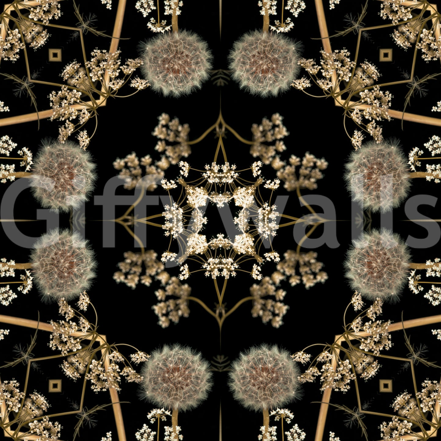 Midnight Dandelion Mandala Wallpaper⁠